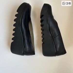 Fly London Black Leather Wedges